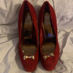 DV by Dolce Vita Red Heels with Gold Bow
